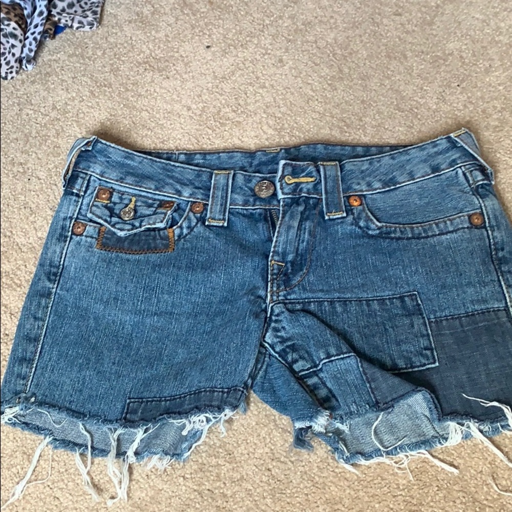 True Religion Patchwork Jean Shorts